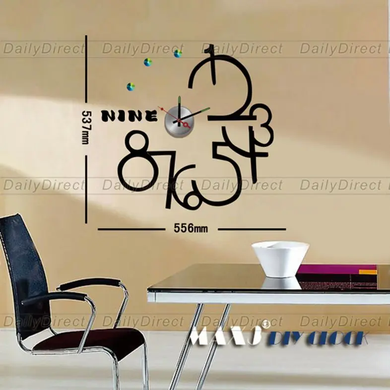 1x Wholesale Large Frameless DIY Wall Clock Creative Digit Sticker