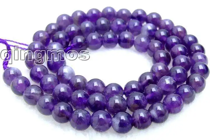 

Qingmos 6mm High Quality Round Natural Purple Amethyst Loose Beads for Jewelry Making DIY Necklace Bracelet Strands 15" los491