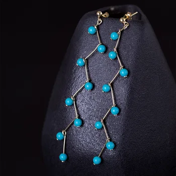 

925 Silver Earrings Diy Blue Turquoise Freshwater Pearl Earrings Hanging Earrings for Women Trendy Fine Jewelry