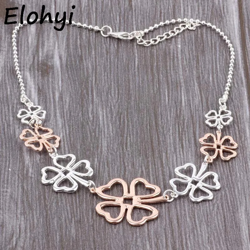 

ELOYHI Novel Lucky Leaves Double Plating Color Matching Collar Top Quality Plated For Women Trendy Neckalce&Pendants Gift