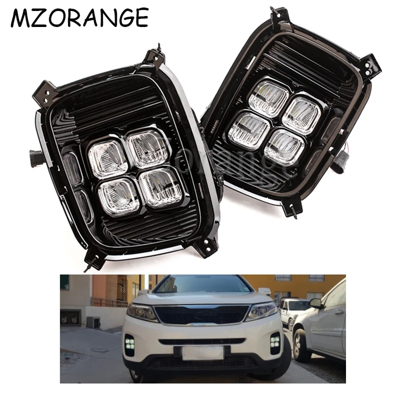 

2PCS Car LED Daytime Running Lights For Kia Sorento 2012 2013 2014 12V LED DRL Cover Fog Lamps Car-styling Driving Lights