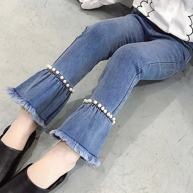 2018 Big Girl Jeans Denim Pants Children Jeans Teenager Boot Cut Trousers Clothes for Girls 12 Years Vetement Enfant Fille 4-13Y 1