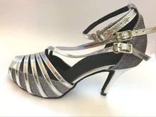 New Ladies Girls Grey Glitter Salsa Ballroom Dance Shoes Latin Dance Shoes Mambo Dancing Shoes
