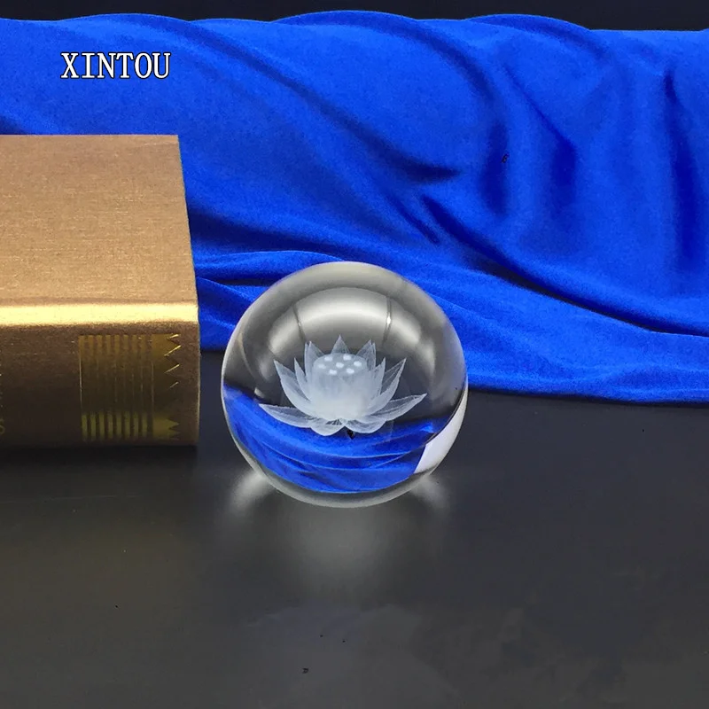 XINTOU 60 мм/80 мм 3D лазерная гравировка Лотос хрустальный шар фэн-шуй художественные