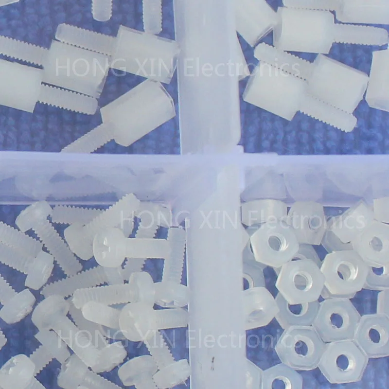 Hot sale 140pcs M2 Nylon Hex Spacers Screw Nut Assortment Stand off Accessories Kit Set Plastic White Bolt