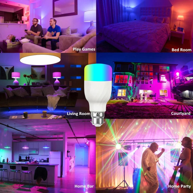 Cellphone APP WiFi Voice Contro LED Bulb RGB Energy Saving Dimming Colorful Smart Bulbs Compatible Alexa Google High Brightness