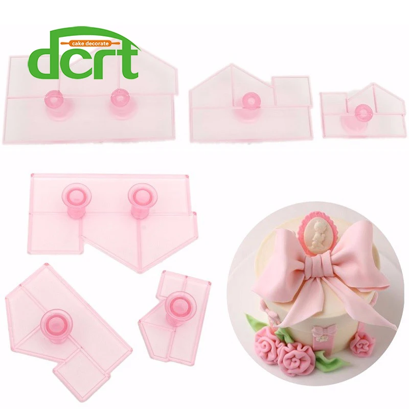 

3Pcs Bowknot Bow Cookie Cake Cutter Plastic Biscuit Press Embosser Decor Icing Fondant Mold Sugarcraft Plunger Tool