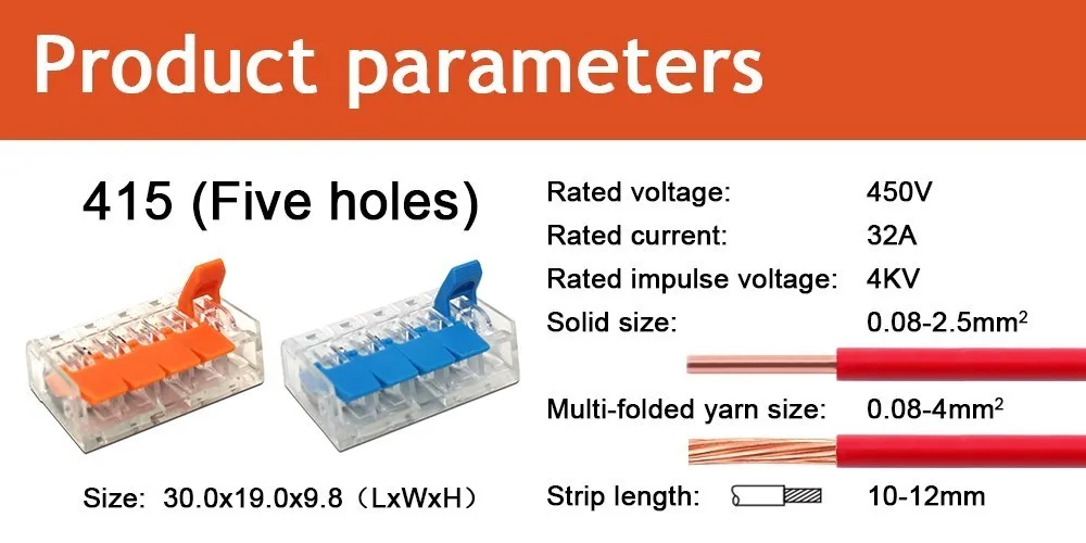 Продукт 412-415 27 шт./кор. электрические зажимы проводки бытовые провода соединители быстрые клеммы для подключения проводов