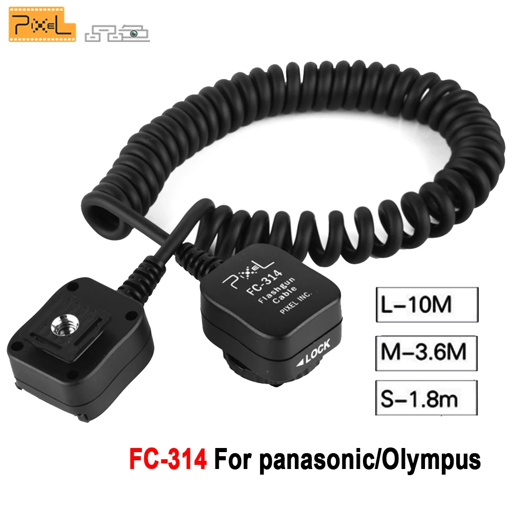 

Pixel FC-314 TTL Off-Camera Remote Flash Speedlite Sync Extension Hot Shoe Cord Flashgun Cable for Panasonic Olympus S/M/L Cable