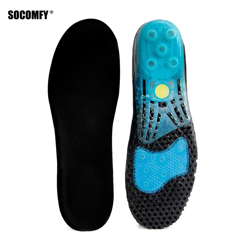 Comprar Plantillas deportivas absorbentes de golpes elásticos SOCOMFY para aliviar el dolor de los pies plantillas de Gel de amortiguación reemplazo para hombres y mujeres
