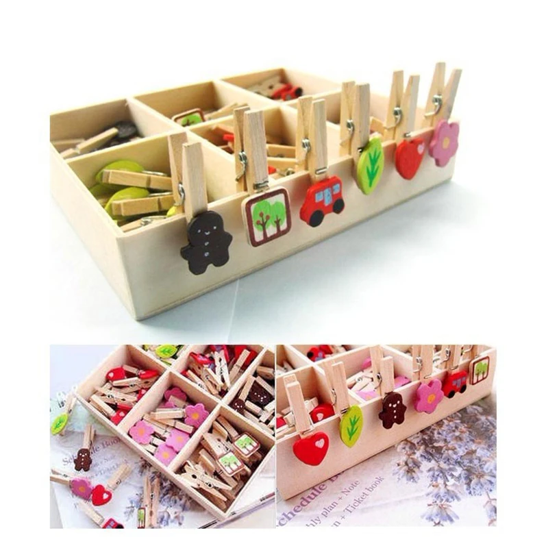 48Pcs/Set DIY Decorative Wooden Pegs Mini Craft Wooden Clips Cute Mini
