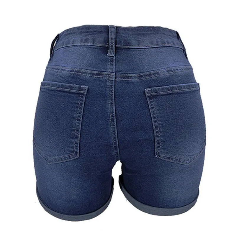 Denim Shorts Mid Waist Washed Shorts Feminino Summer Mini Jeans Shorts Solid Pockets Short Skinny Spodenki Damskie 40JUN1207