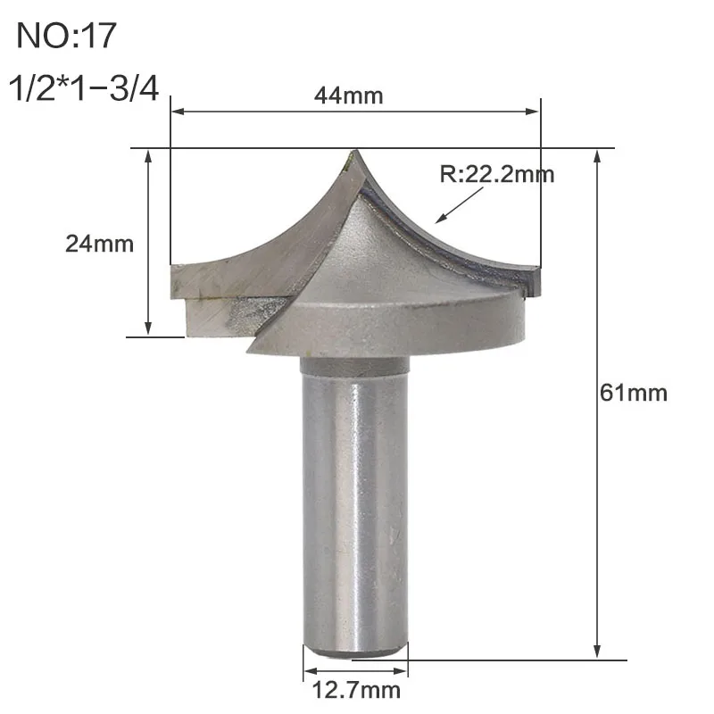 1 шт. 1/" 1/2" хвостовик деревообрабатывающий резак двойная фреза для отделки кромки биты для карбида дерева деревообрабатывающие гравировальные инструменты резьба бит - Длина режущей кромки: NO17