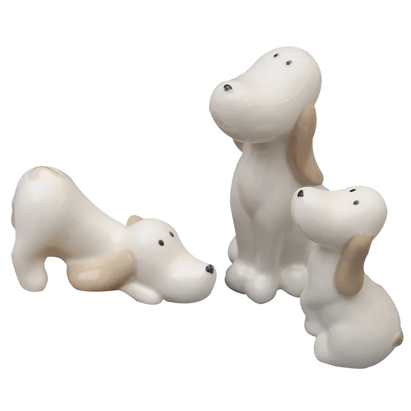Kopen Creatieve Keramische Hond Beeldjes Ornamenten Leuke Hond Familie Miniatuur Ambachten Kid Christmas Gift Home Decor Meubel Artikelen