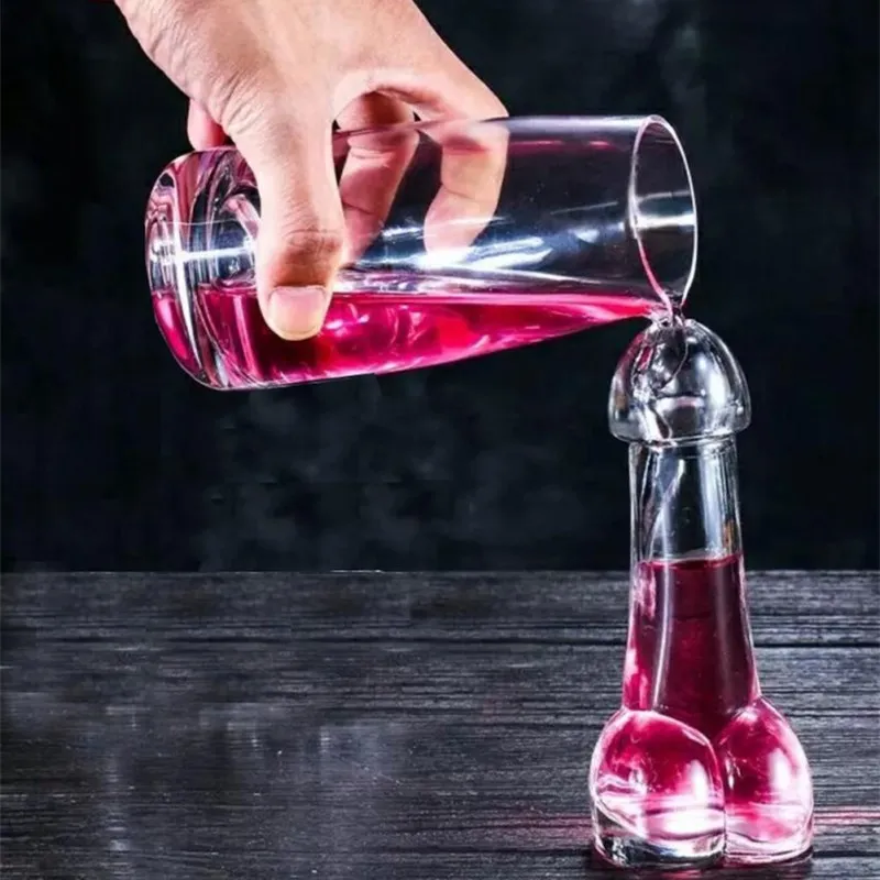 Creative 1pcs /2pcs/4pcs Novelty Design Funny Penis Shot Glass Cocktail Wine Glass KTV Bar Night Party Show Penis Shape Cup