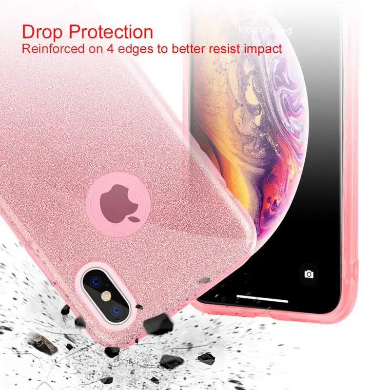 Ascromy блестящий чехол для телефона iPhone 7 7Plus роскошный гибридный жесткий защитный XS