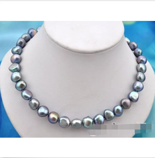 

17" 12x13mm baroque gray FW pearl necklaceNoble style Natural Fine jewe fast SHIPPING