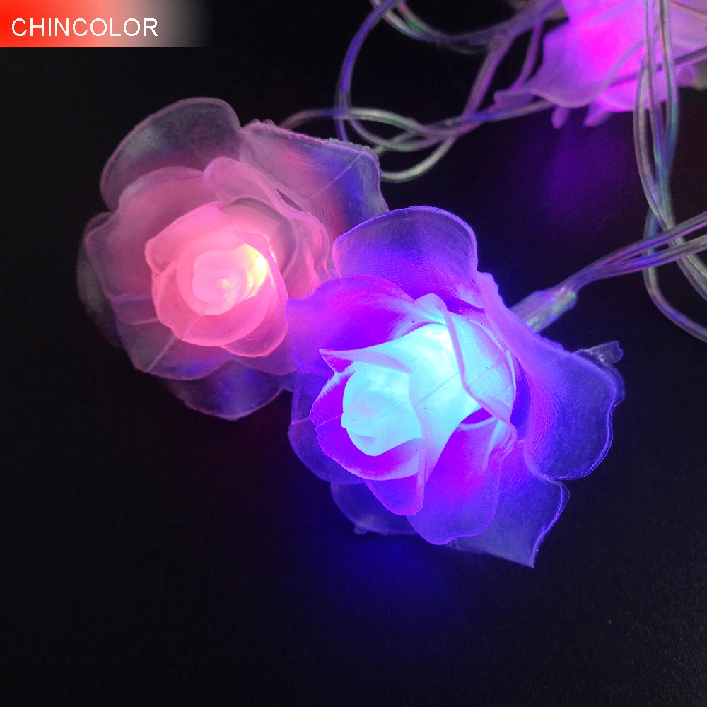 

LED String Lighting nightlight Garland 3-4M 20Leds Rose Flower AC / AA Power Valentine's Day Party Wedding Christmas Fairy L