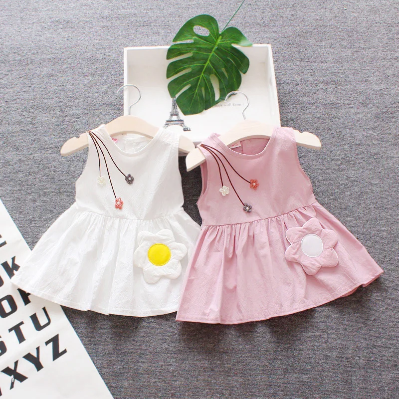 

0-24M Summer Cute Baby Girls Dresses Sun Flower Infant Girls Sleeveless Dress Toddler Girls Clothes Princess Dress Dropshipping