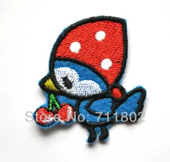 

Birds and cherries iron on patches BLUE Bird Embroidered Patch for Kids Children applique wholesale100pcs/lot