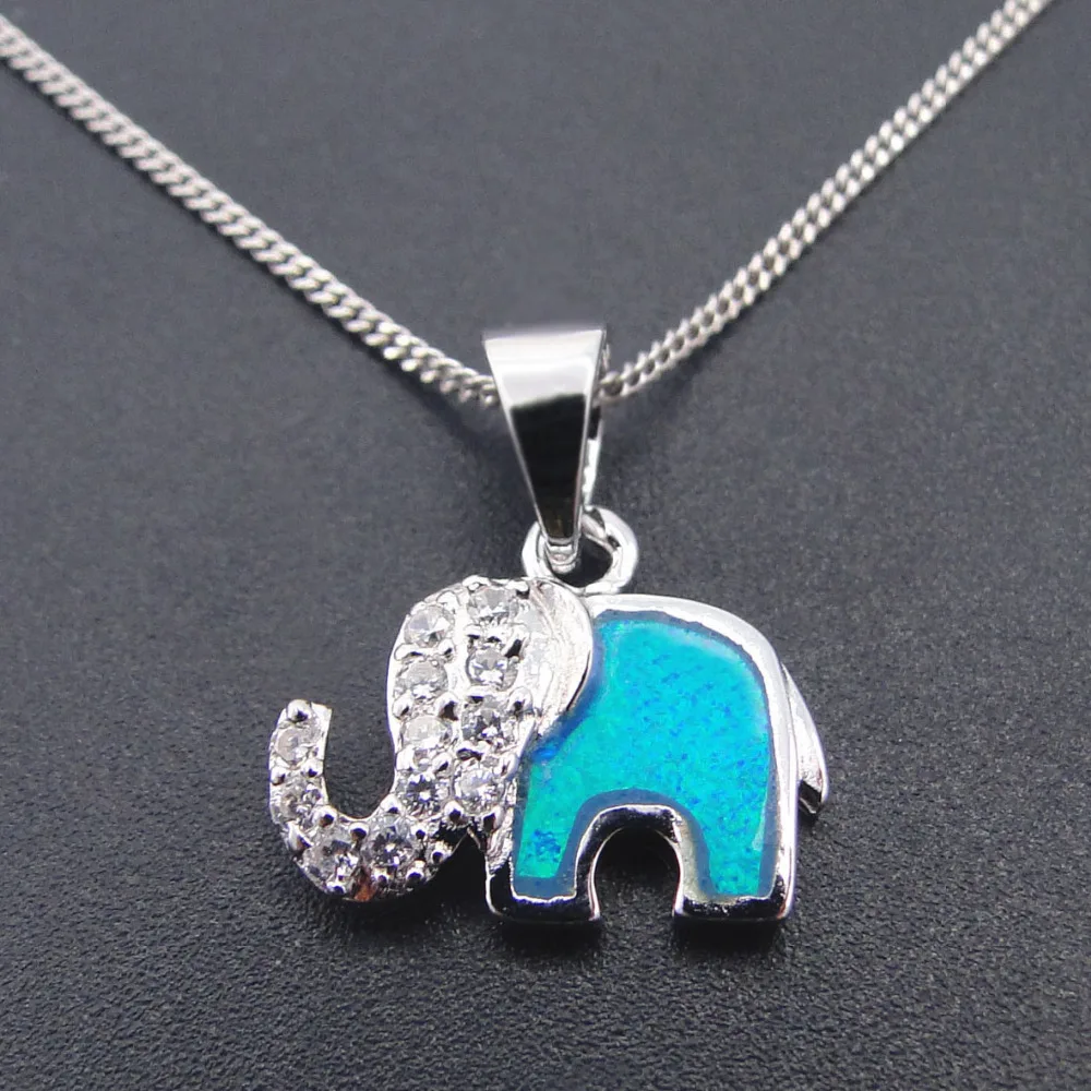 

New Arrival Blue Fire Opal Pendant 100% 925 Sterling Silver Jewelry Lovely Elephant Pendants without Chain Hot Selling Online
