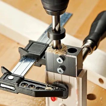 

High Hardness Woodworking Tool For DIY Carpentry Tools 1/4" Dowel Drilling Jig Kit Wood Drilling Guide Hole Locator