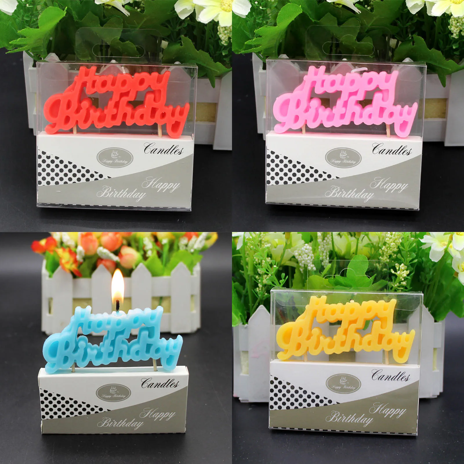 

Environmental Solid Color English Happy Birthday Letter Candle Children Kids Baby Shower Birthday Party Ice cream Cake Decor