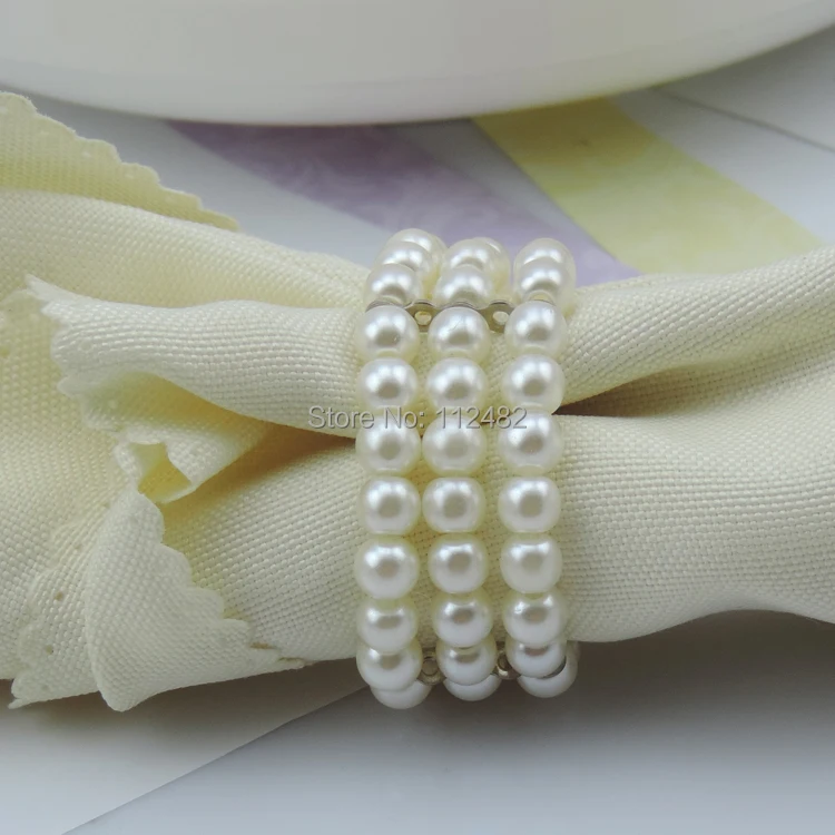 100pcs Wholesale Pearls Napkin Rings Hotel Wedding Napkin ring Free