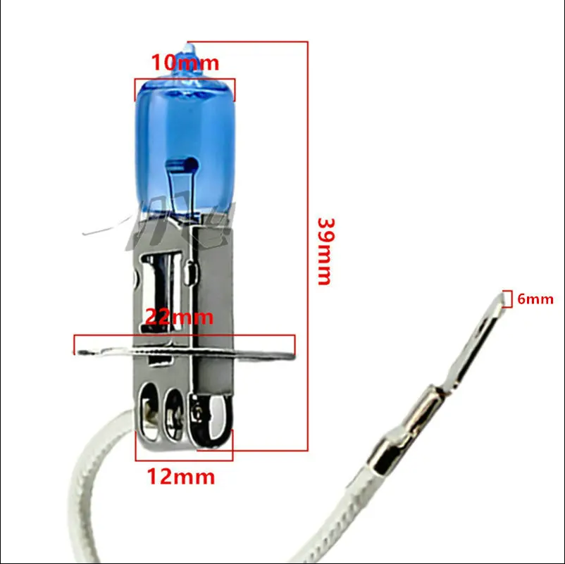 10pcs 24V H3 100W Auto Halogen Bulbs Car Light Source Parking Head Fog Lamps White Headlight High Power Super Bright 4