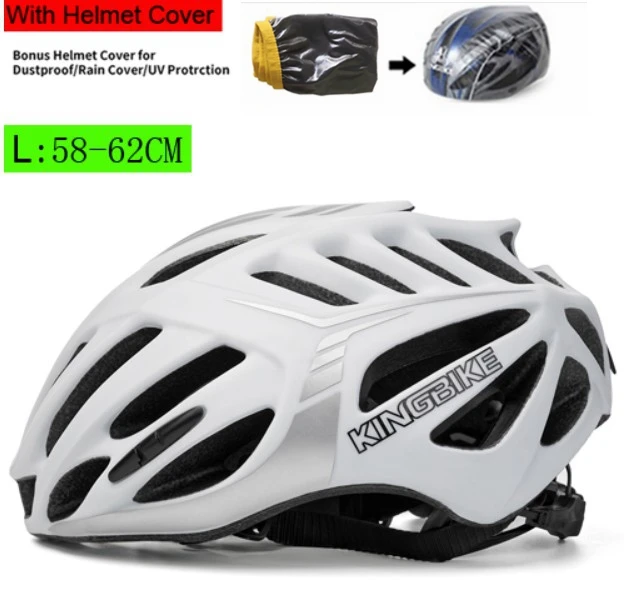 Kingbike Сверхлегкий дорожный велосипедный шлем MTB велосипедный шлем цельно-Формованный дорожный велосипедный шлем Capacete Casco Ciclismo 58-62 см - Цвет: J-668-1
