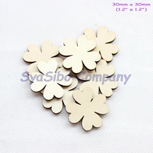 (100pcs/lot) 30MM Blank Rustic Flower Oranments Unfinished Wooden Supply Cutout 1.2″-CT1472B