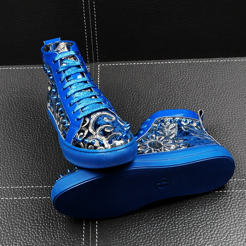 Haute En Hommes Bleu Courtes Hip Sneakers bleu Rivets Qualité Printemps Hop Peluche Panda Punk Noir Bottes Chaussures Nouvelle Arrivée Mode Automne Nvwm8n0
