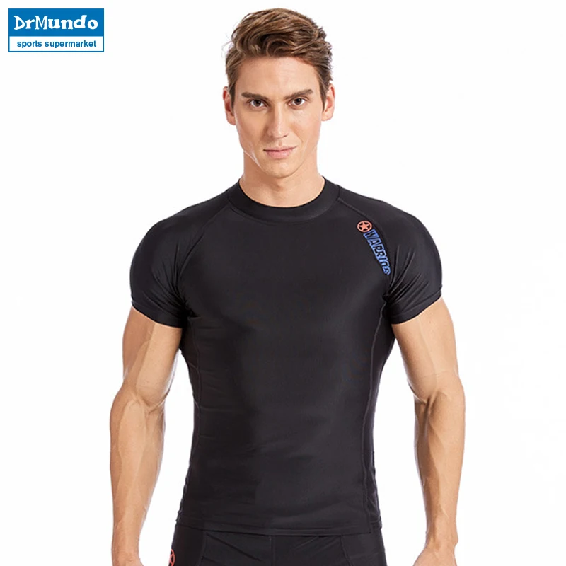 

Surf Men's Performance Short Sleeve Athletic Compression Swim Shirt UV Sun Protection Rashguard Beach Clothing
