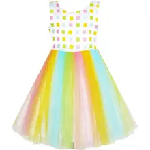 Sunny Fashion Flower Girl Dress Tulle Rainbow Party Wedding Pageant Birthday Sundress 2018 Summer Princess Dresses Size 2-6
