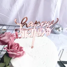 INS с днем рождения акриловый торт Топпер Золотой Розовый Кекс Топпер для девочек день рождения торт украшения детский душ