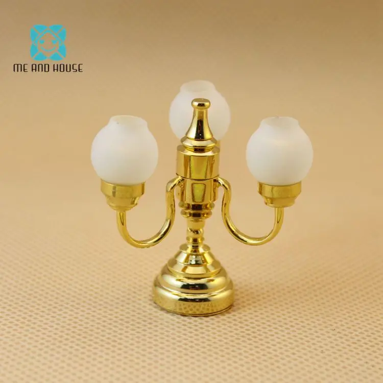 

1:12 Doll House battery-operated powered triple tulip led ceiling lamp