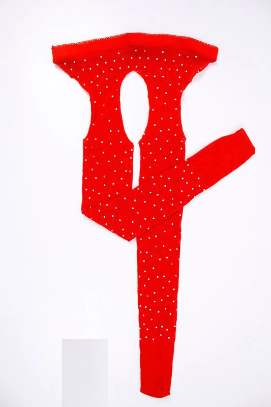 Горячие сексуальные женские колготки с блестками в сетку с открытой промежностью, сетчатый колготки блестящие стразы женские чулки колготки - Цвет: Red