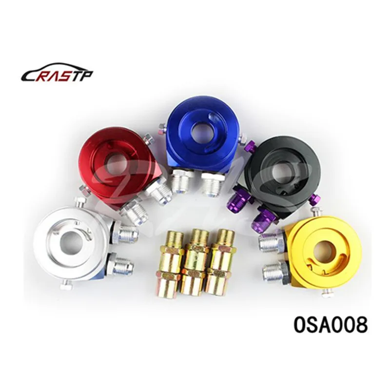 

RASTP-New Universal Modified Racing Car Oil Filter Sandwich Plate Oil Cooler Adapter Color blue red gold silver black RS-OSA008