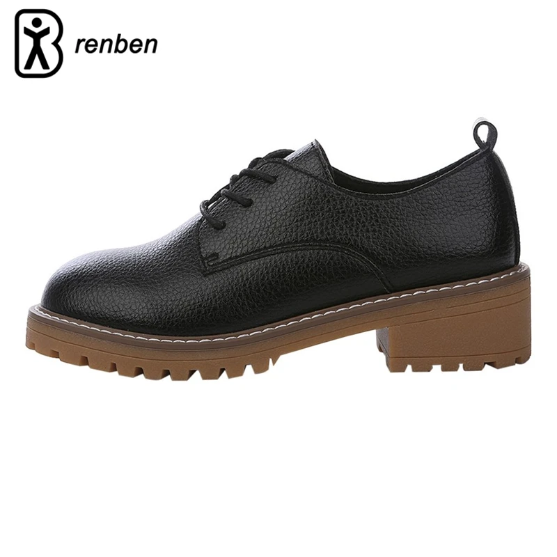 

RenBen 2018 Plush Warming Leather Women Boots Winter Vintage Ladies Casual Shoes Handmade Durable Oxford Martin Boots Footwear