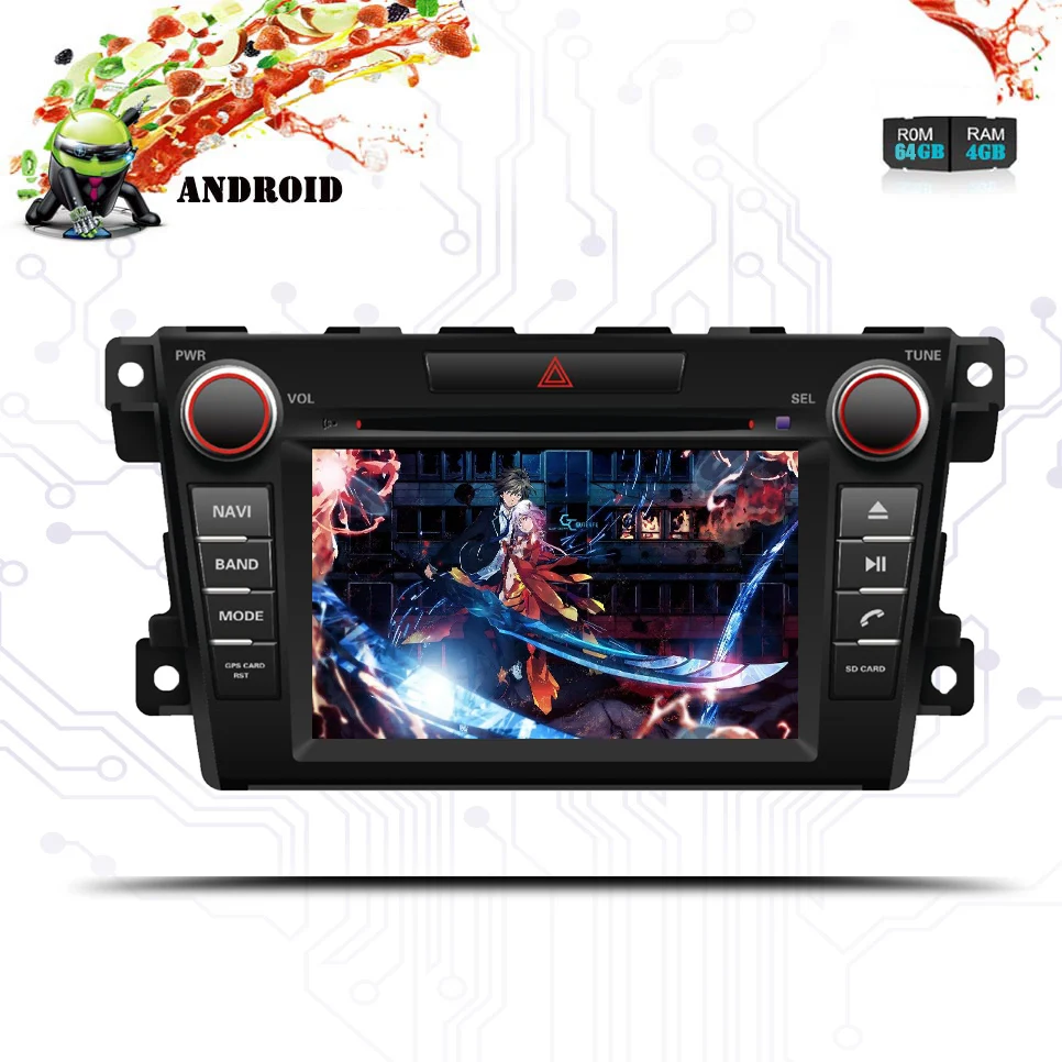 Perfect 2 Din Android 9.0 Fit mazda cx-7 CX 7 CX7 Car DVD Player 8Core 4G+64G GPS Navigation IPS Screen WiFi OBD2 Steering Wheel Auto Pc 2