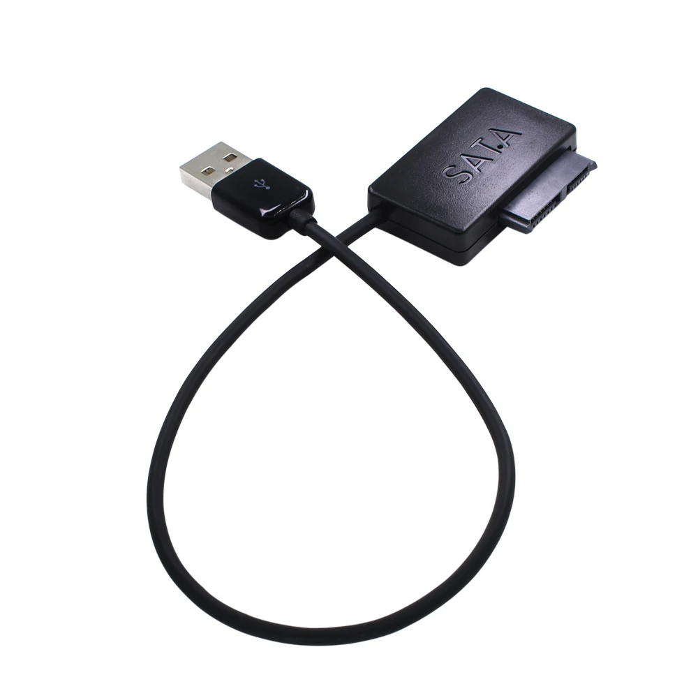 TISHRIC USB 2.0 to SATA 7+6 Cable Converter External Optical Drive Adapter For Laptop CD-ROM DVD With LED
