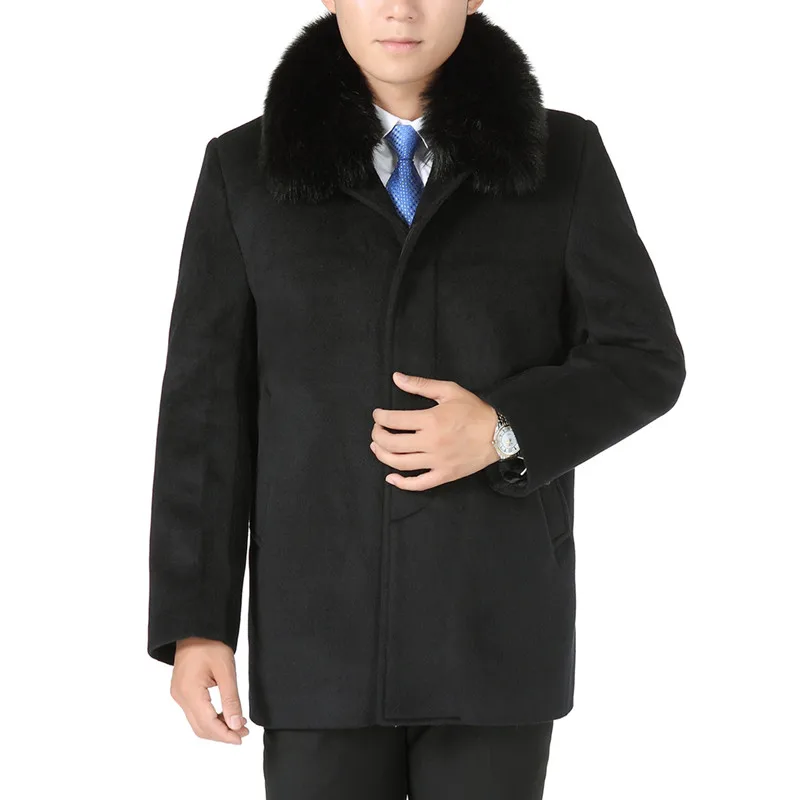 Quinquagenarian men's clothing wool coats male long design woolen overcoat plus velvet thicken autumn father wear black big size Quinquagenarian men's clothing wool coats male long design woolen overcoat plus velvet thicken autumn father wear black big size