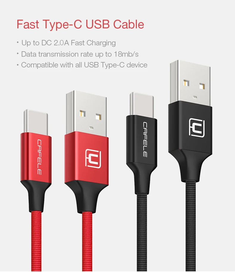 Cafele usb type-C кабель для зарядки мобильного телефона для samsung S10 S9 Plus Xiaomi Mi 9 8 huawei Oneplus USB C type-C кабели