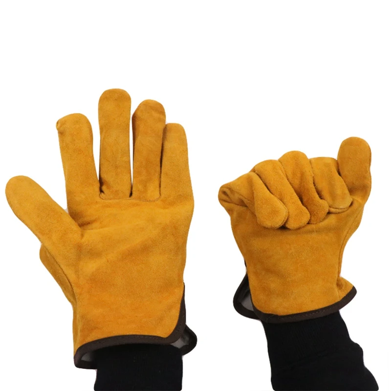 

High Quality Fireproof Durable Cow Leather Welder Gloves Anti-Heat Work Safety Gloves For Welding Metal Hand Tools Protective