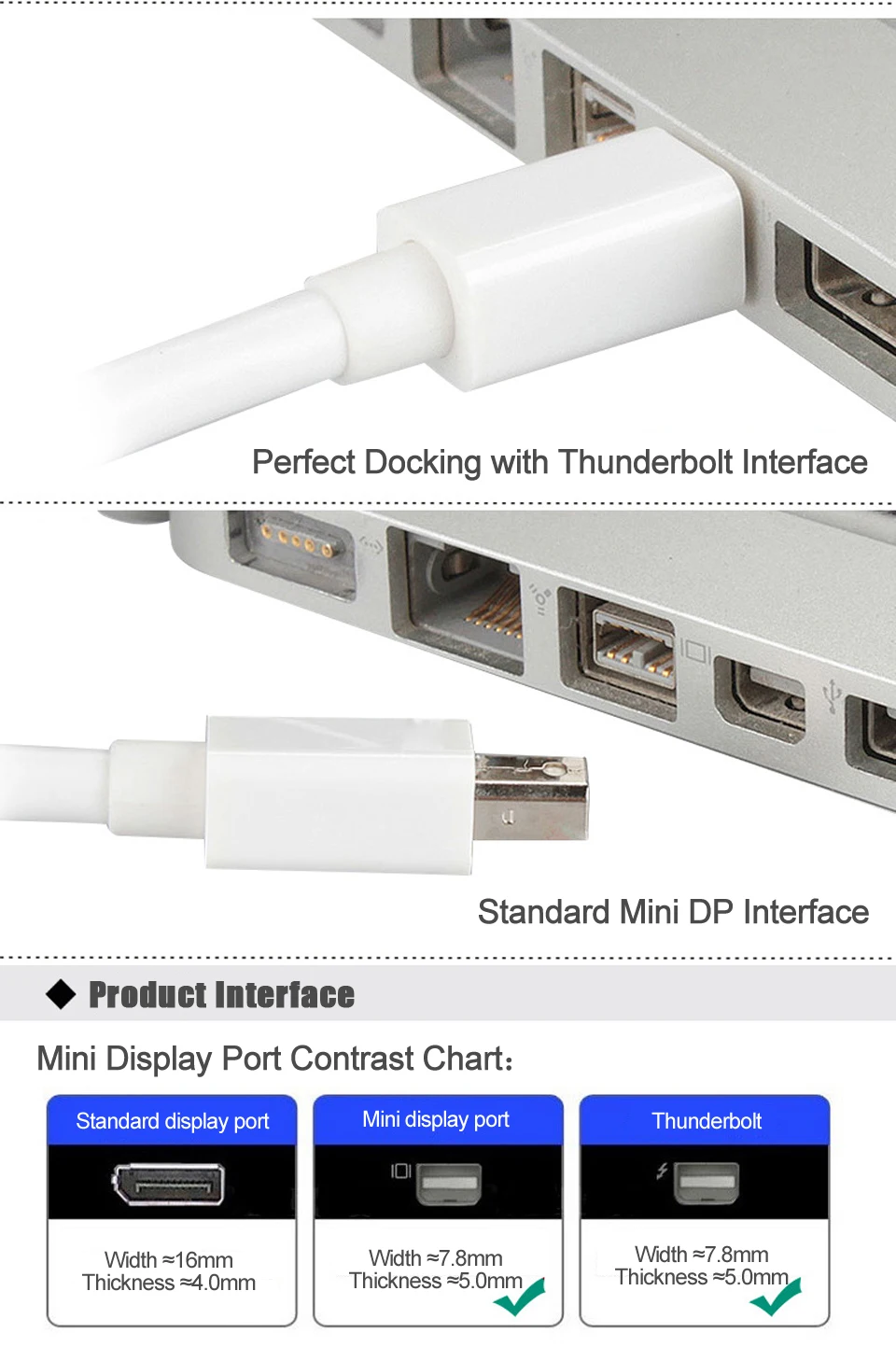 Mini DisplayPort Thunderbolt Display Port Mini DP To VGA Cable Adapter 1080P For MacBook Air Pro Video Extension Converter Cable (7)