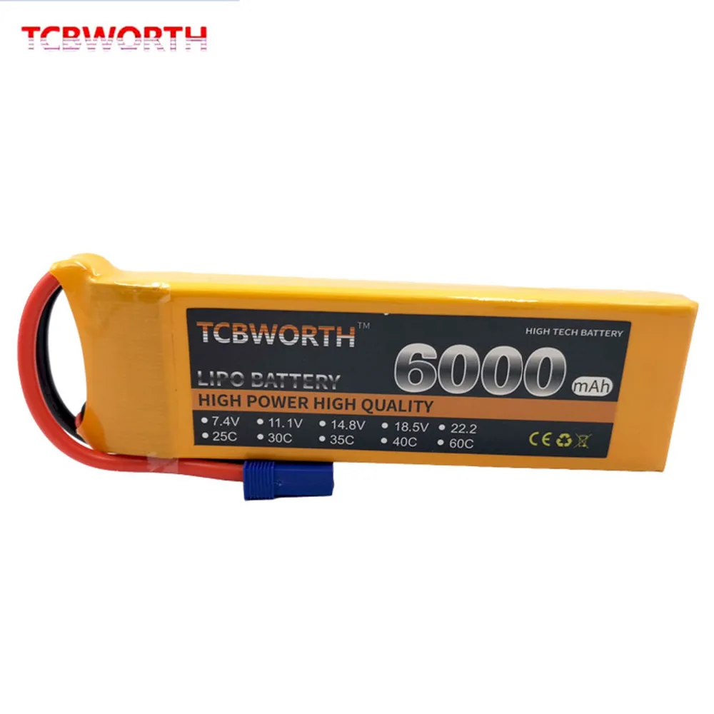 60c do Drone s do Quadrotor dos Aviões do Helicóptero do Avião de rc 60c de Tcbworth Bateria Lipo 7.4 v 6000 Mah 2 s rc 6 Bateria 2 s rc lipo 7.4 v