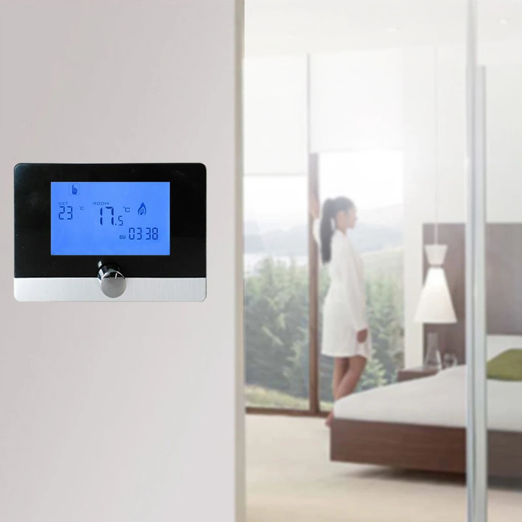 

Programmable Digital Room Thermostat Wall-hung Gas Boiler Heating System Temperature Controller 5A LCD Thermostat