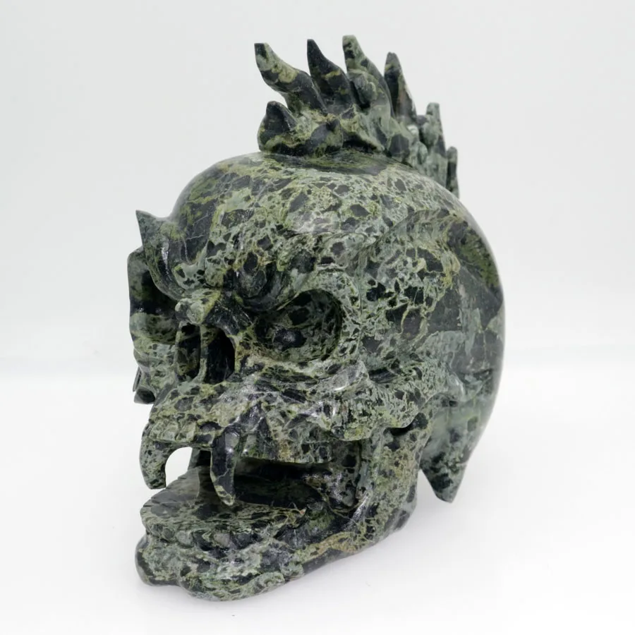 

6.1" 1724g,POPPY JASPER Handmade Carved Crystal Unicorn Skull Crystal Realistic Healing Furnishing Articles Figurine TE61
