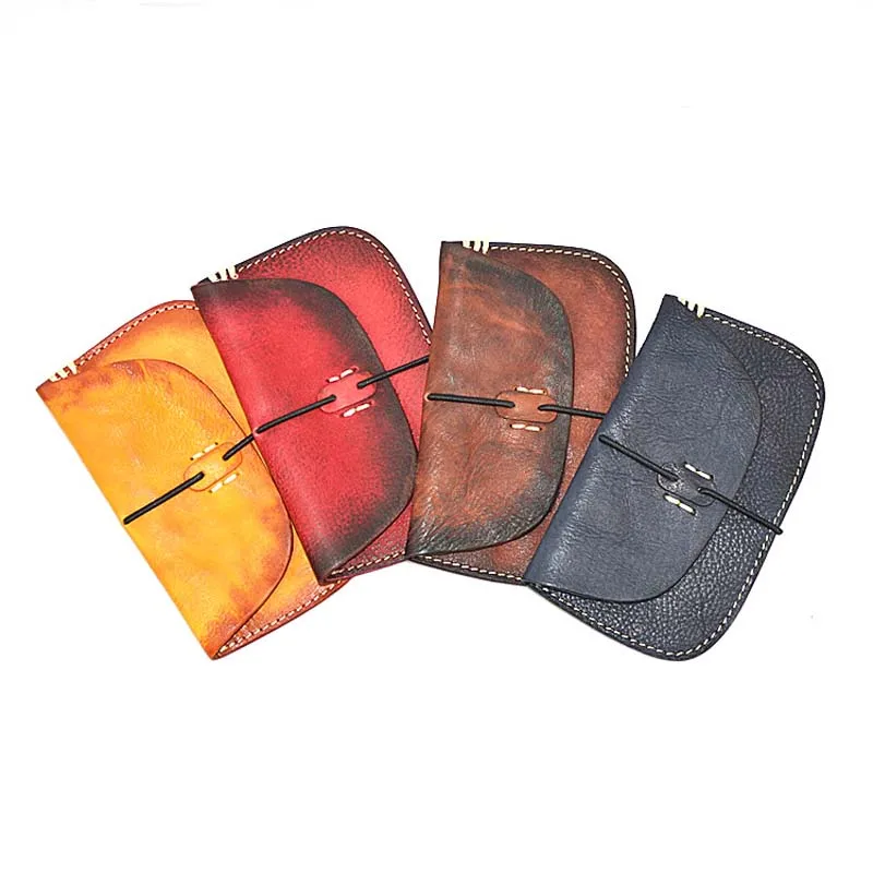 

AETOO Vegetable tanned leather retro handmade card bag hand-stitched leather small leather goods