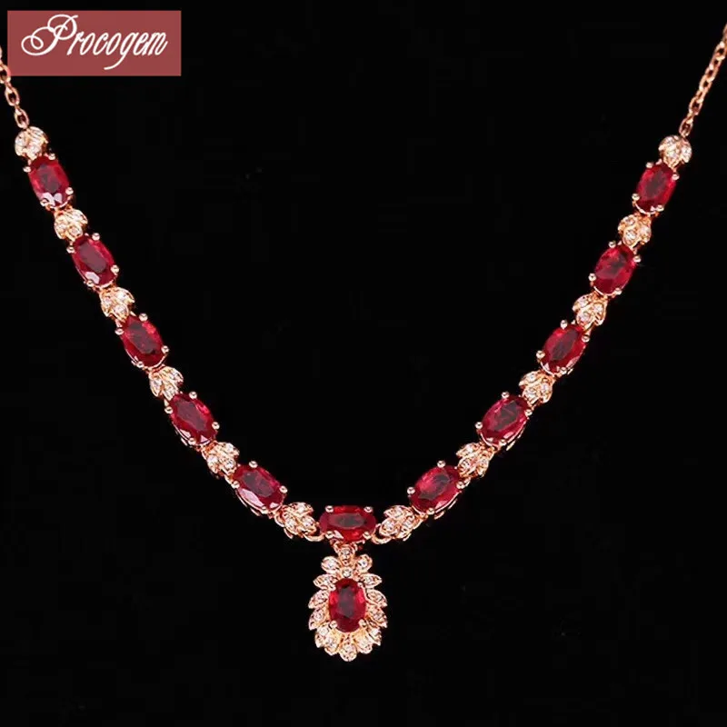 

Natural Pigeon-Blood red Ruby pendant necklaces 12pcs gems 925sterling silver Genuine Gemstones Female fine Jewelry gifts #1030